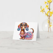 Getextureerde pastel geschilderd dashond Download Kaart (Gele Bloem)