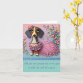 Getextureerde pastel geschilderd teckel kaart (Gele Bloem)