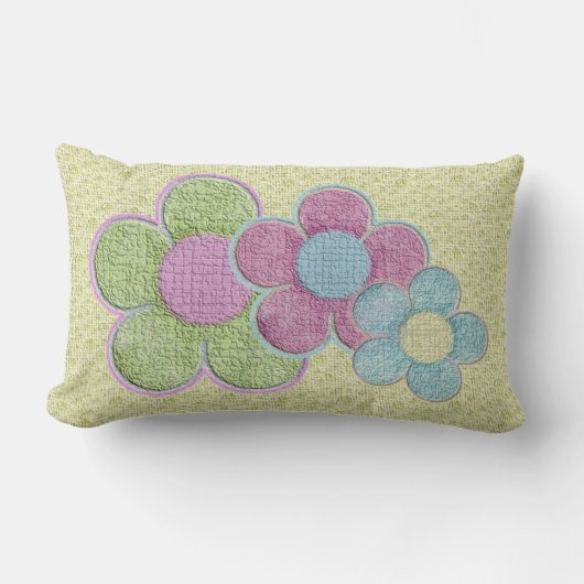 Getextureerde pastelbloemen kussen (Voorkant)