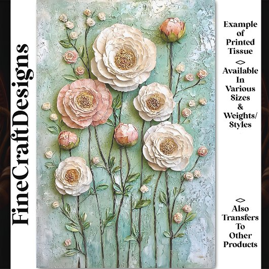 Getextureerde pioenen, Cottage Garden BDL6 Decoupa Tissuepapier