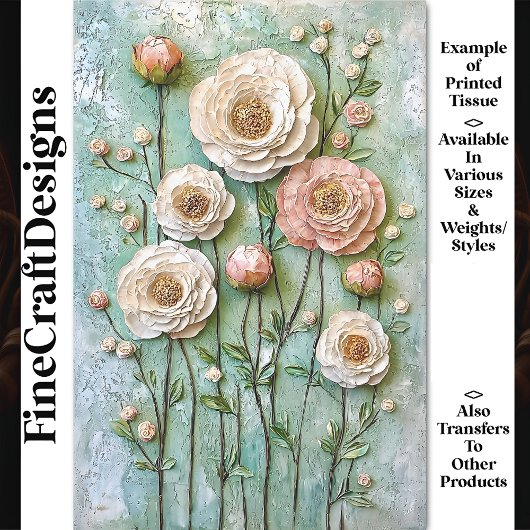 Getextureerde pioenen, Cottage Garden BDR 6 Decoup Tissuepapier