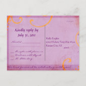 Getextureerde Plum w / Oranje wervelingen RSVP Bri Uitnodiging Briefkaart (Achterkant)