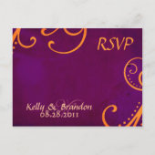 Getextureerde Plum w / Oranje wervelingen RSVP Bri Uitnodiging Briefkaart (Voorkant)