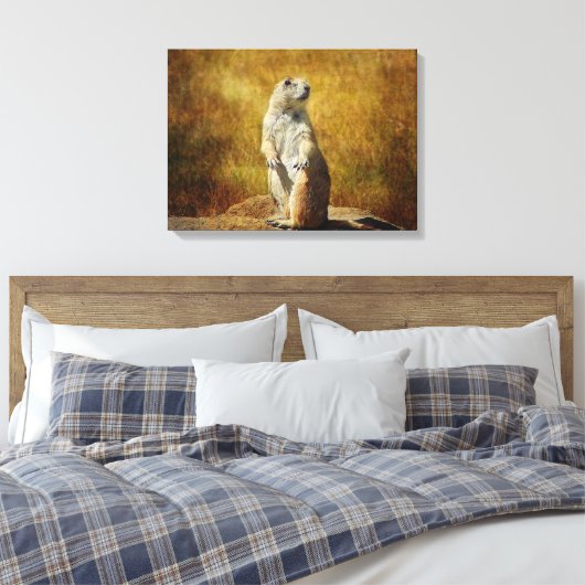 Getextureerde Prairie Dog Canvas Print (Insitu (Slaapkamer))