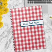 Getextureerde Red & White Gingham Plaid Familiereü Notitieboek
