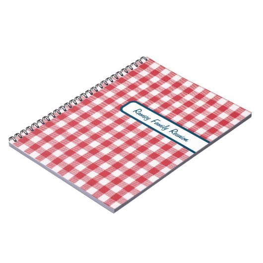 Getextureerde Red & White Gingham Plaid Familiereü Notitieboek (Linkerzijde)