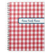 Getextureerde Red & White Gingham Plaid Familiereü Notitieboek (Voorkant)