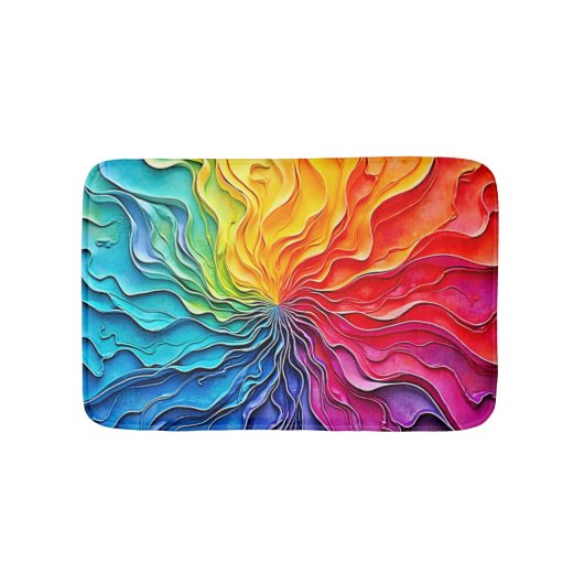 Getextureerde Regenboog Draaikunst Badmat (Voorkant)