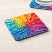 Getextureerde Regenboog Draaikunst Bier Onderzetter (Linkerzijde)