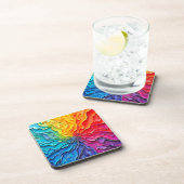Getextureerde Regenboog Draaikunst Bier Onderzetter (Rechterzijde)