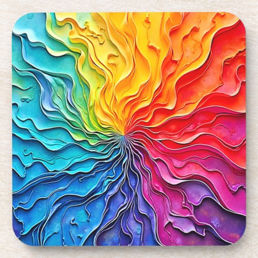 Getextureerde Regenboog Draaikunst Bier Onderzetter (Voorkant)