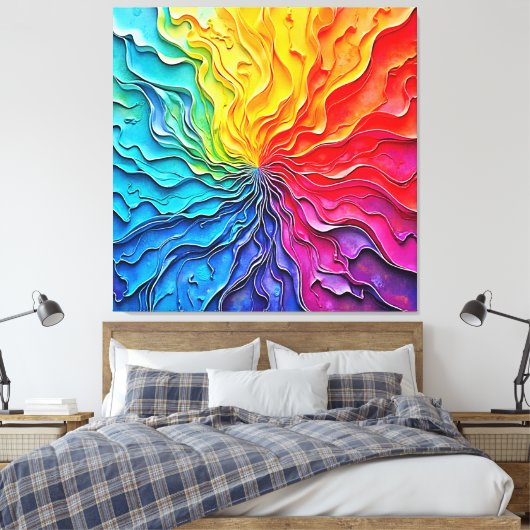 Getextureerde Regenboog Draaikunst Canvas Afdruk (Insitu (Slaapkamer))