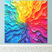 Getextureerde Regenboog Draaikunst Canvas Afdruk (Insitu (Houten vloer))