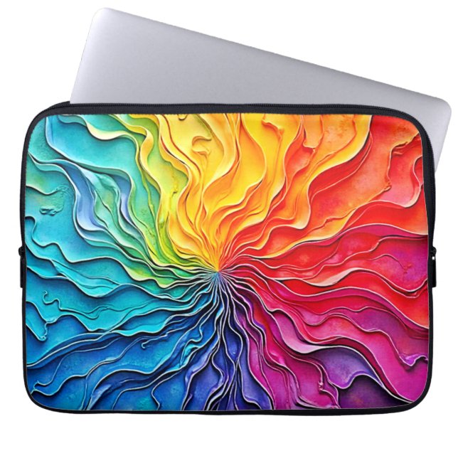 Getextureerde Regenboog Draaikunst Laptop Sleeve (Voorkant)
