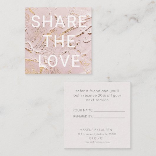 getextureerde roos gouden faux folie modern Loyalt Vierkante Visitekaartje (Voorkant / Achterkant)