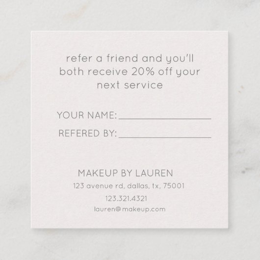 getextureerde roos gouden faux folie modern Loyalt Vierkante Visitekaartje (Achterkant)