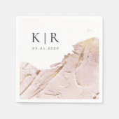 getextureerde roos gouden moderne bruiloft papier  servet (Voorkant)