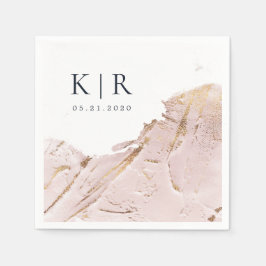 getextureerde roos gouden moderne bruiloft papier  servet