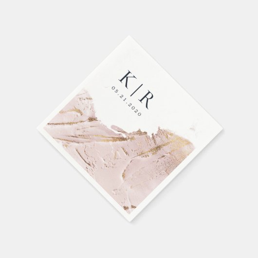 getextureerde roos gouden moderne bruiloft papier  servet (Hoek)