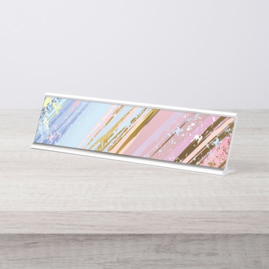 Getextureerde roze achtergrond bureau naambordje (Voorkant)