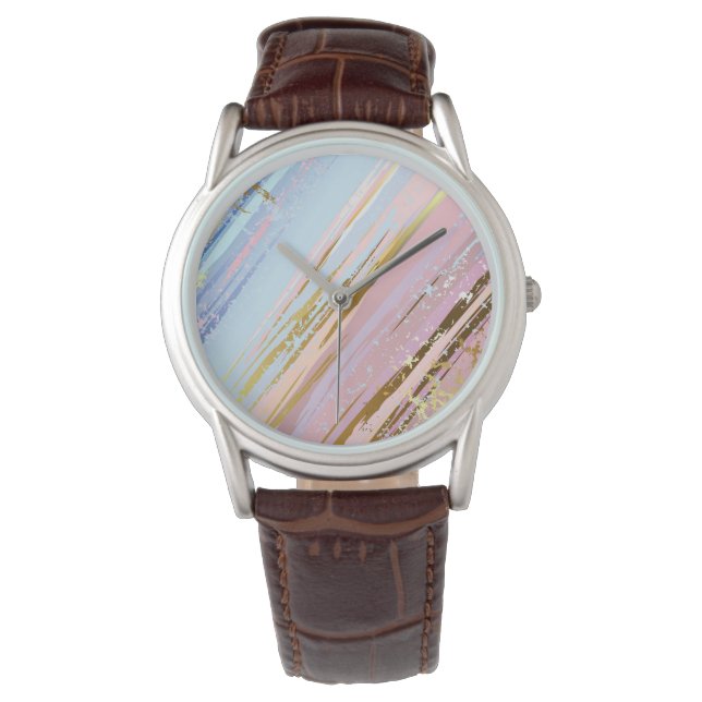 Getextureerde roze achtergrond horloge (Voorkant)