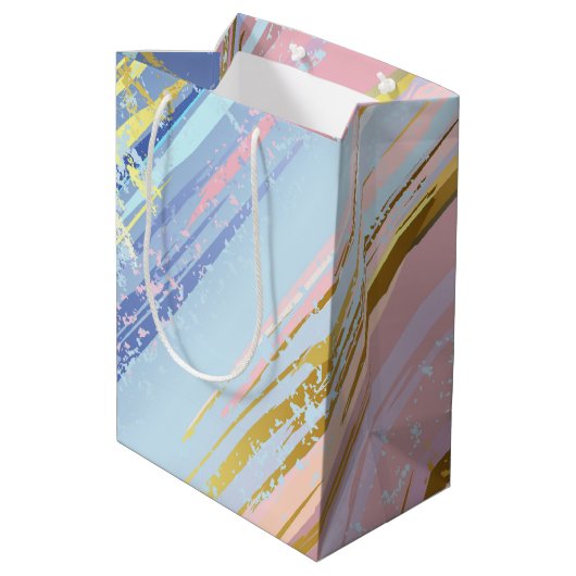 Getextureerde roze achtergrond medium cadeauzakje (Achterkant Gekanteld)