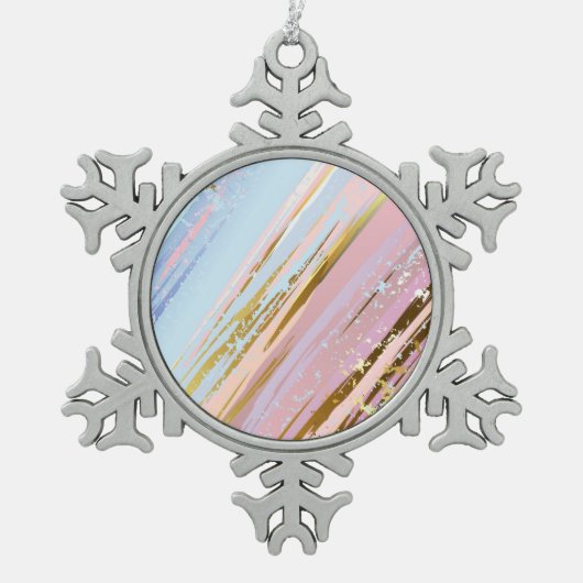 Getextureerde roze achtergrond tin sneeuwvlok ornament (Voorkant)
