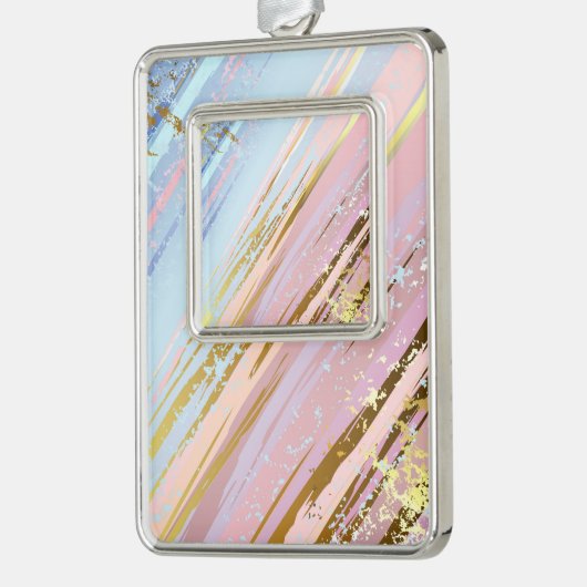 Getextureerde roze achtergrond verzilverd omlijst ornament (Links)