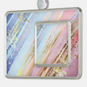 Getextureerde roze achtergrond verzilverd omlijst ornament (Links)