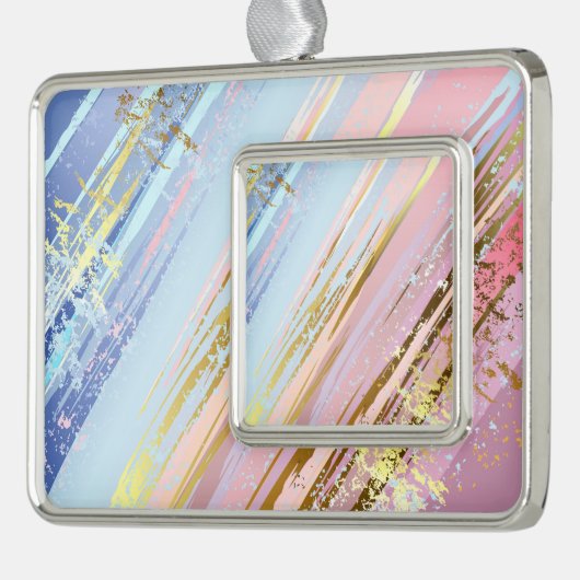 Getextureerde roze achtergrond verzilverd omlijst ornament (Links)