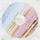 Getextureerde roze achtergrond wijnglaslabel (Achterkant)