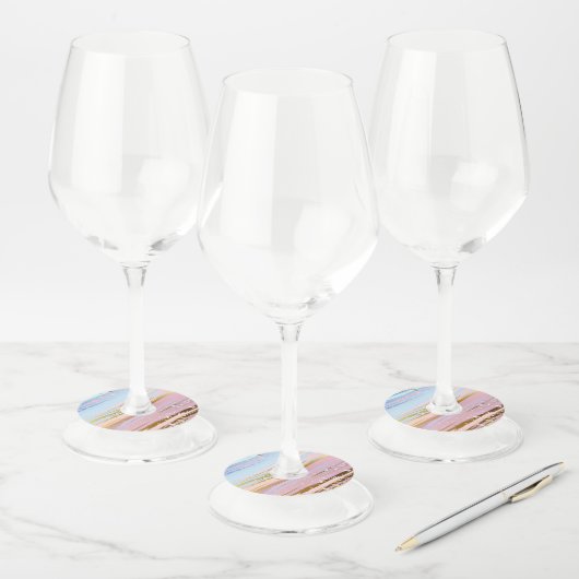 Getextureerde roze achtergrond wijnglaslabel (Set)