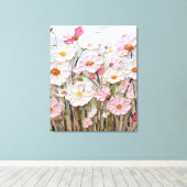 Getextureerde roze bloem Abstract canvas print (Insitu (Houten vloer))