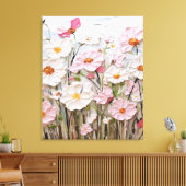 Getextureerde roze bloem Abstract canvas print (Insitu (Woonkamer))