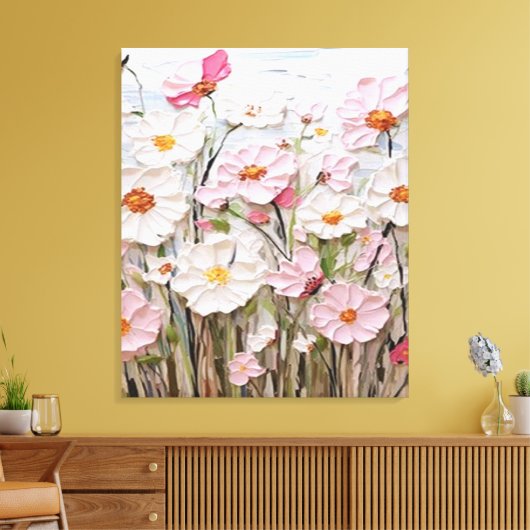 Getextureerde roze bloem Abstract canvas print (Insitu (Woonkamer))