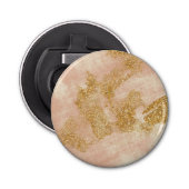 *~* Getextureerde Roze Gouden Glitter Distressed G Button Flesopener (Voorkant)