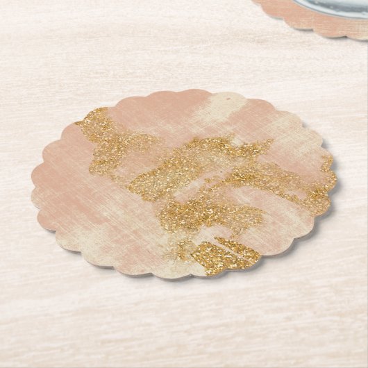 *~* Getextureerde Roze Gouden Glitter Distressed G Kartonnen Onderzetters (Gekanteld)