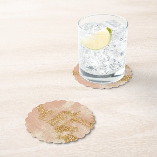 *~* Getextureerde Roze Gouden Glitter Distressed G Kartonnen Onderzetters (Insitu)