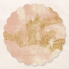 *~* Getextureerde Roze Gouden Glitter Distressed G Kartonnen Onderzetters