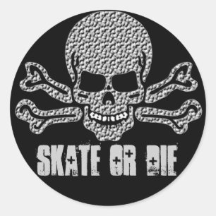 Getextureerde schedel en gekruiste beenderen ronde sticker