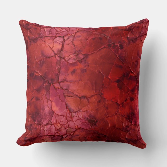 Getextureerde, scheuren en teugels in diep rood kussen (Voorkant)