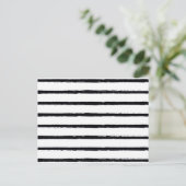Getextureerde Stripes Black White Rough Lines Patt Briefkaart (Staand voorkant)
