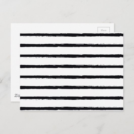 Getextureerde Stripes Black White Rough Lines Patt Briefkaart (Voorkant / Achterkant)
