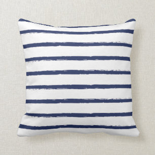 Getextureerde stripes marineblauw Nautical Modern Kussen