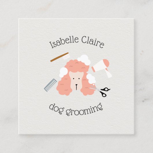 Getextureerde Visitekaartje Retro Dog Grooming (Voorkant)