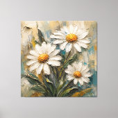 Getextureerde witte madeliefjesboeket canvas afdruk (Voorkant)