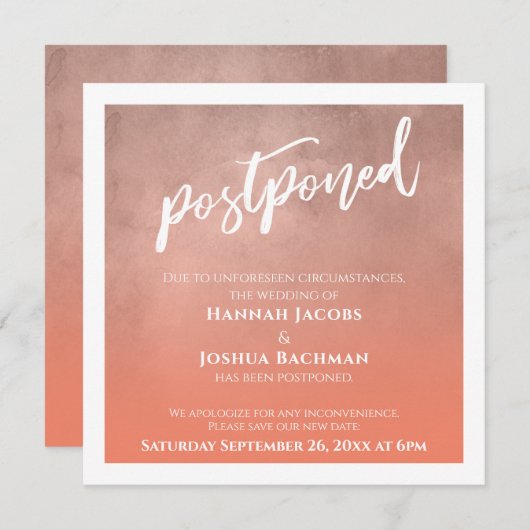 Getextureerde zalm ombre uitgestelde bruiloft Kaar Kaart (Voorkant / Achterkant)