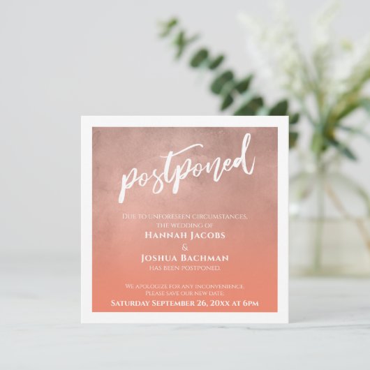 Getextureerde zalm ombre uitgestelde bruiloft Kaar Kaart (Staand voorkant)