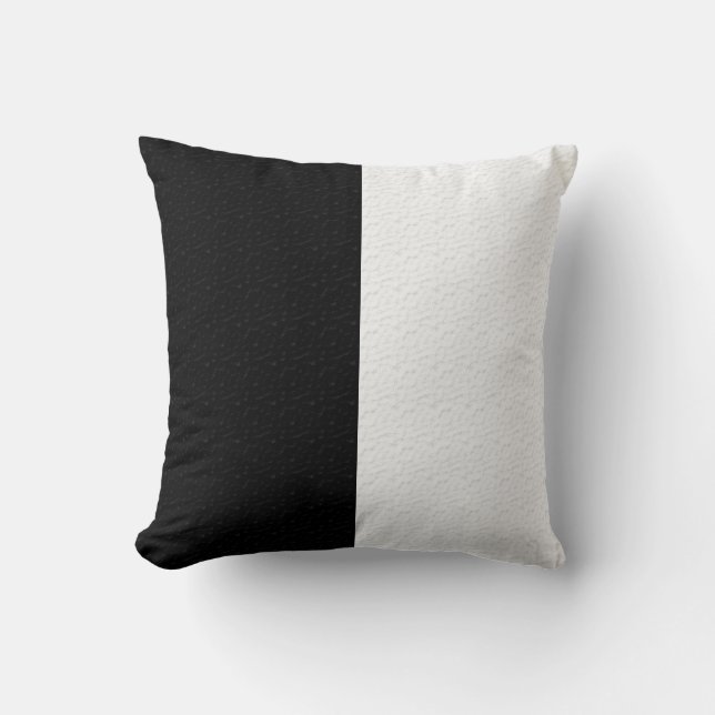 Getextureerde zwart wit twee kleuren halve strepen kussen (Voorkant)