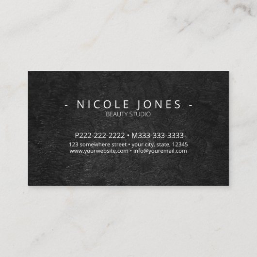 Getextureerde zwarte kalligrafie ID937 Visitekaartje (Achterkant)